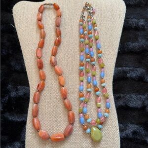 2 Vintage Multicolor Beaded Necklaces